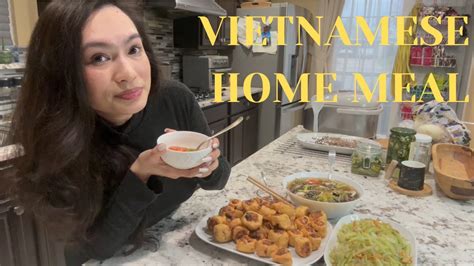 Vietnamese Home Meal Stuffed Fried Tofu Sweet Sour Vegetable Soup