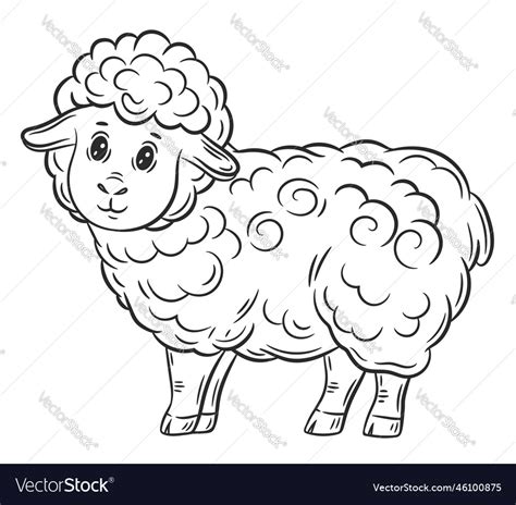 Cute Sheep Lamb Ram Farm Animal Line Coloring Book