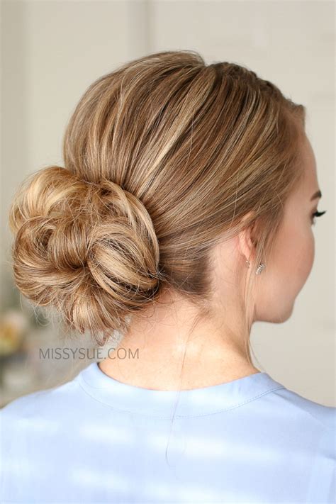 Waterfall French Braid Low Bun Missy Sue