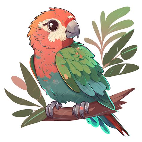 Premium Photo Kawaii Parrot Anime Art Style