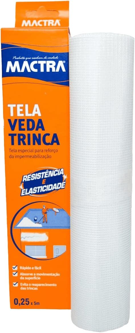 Tela Veda Trinca Poliester 5m x 25 cm Mactra Fissura Reforço Para