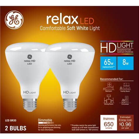 GE Relax HD LED Light Bulbs 65 Watt Soft White BR30 Indoor