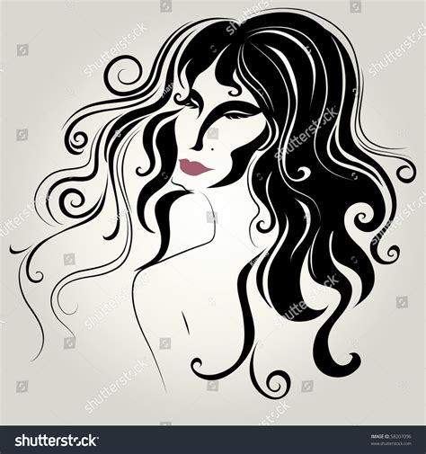 Vector Decorative Portrait Woman Long Hair Stock Vector Royalty Free 58207096 Shutterstock