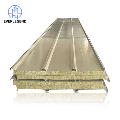 Easy Install Rock Wool Sandwich Roof Panel Outside Corrugated Steel