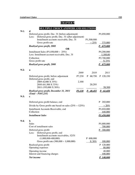 Chapter 9 SAMPLE PROBLEMS Installment Sales 155 CHAPTER 9 MULTIPLE