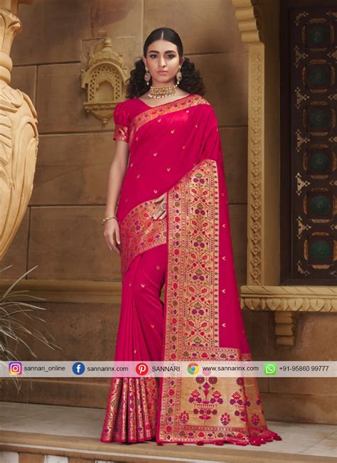 Hot Pink Weaving Designer Traditional Saree