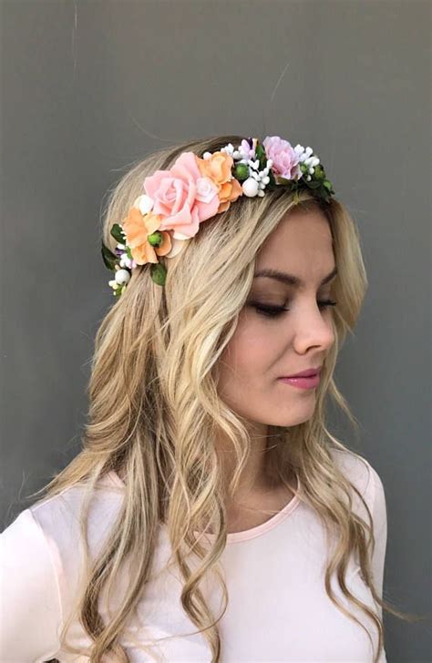 Flower Crown Bridal Floral Crown Flower Headband Boho Floral Etsy In