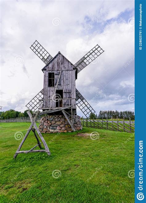 View of the Angla Windmills on Saaremaa Island in Estonia Editorial ...