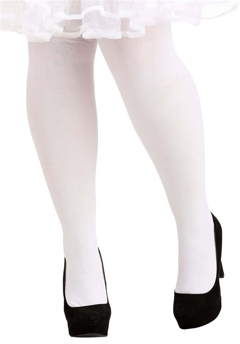 Plus Size Deluxe White Women's Tights