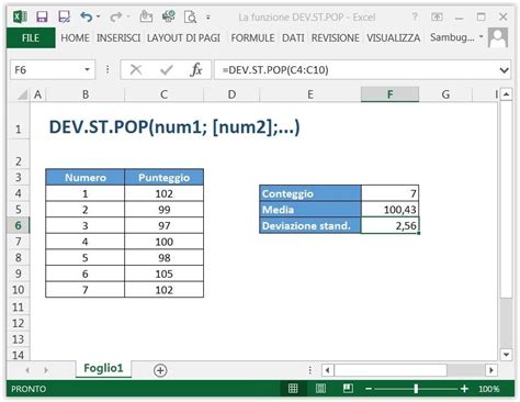 Come Usare La Funzione Dev St Pop Di Excel Excel Academy