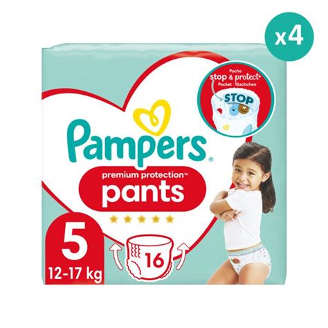 4x16 Couches Culottes Premium Protection Pants Taille 5 Pampers