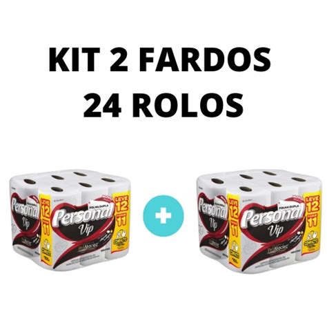 Kit 2 Unidades Papel Higiênico Personal Vip Folha Dupla Com12 Rolos