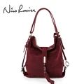 Nico Louise Women Real Split Suede Leather Boston Bag Original Design