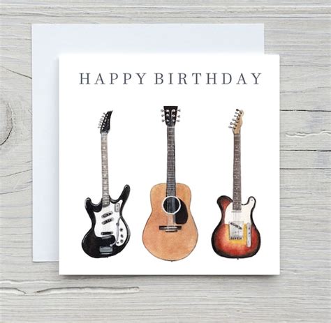 Guitars Card Music Birthday Cards Guitar Painting Birthday Etsy UK