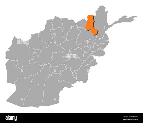 Political Map Of Afghanistan With The Several Provinces Where Takhar Is