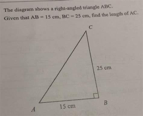 Solved The Diagram Shows A Right Angled Triangle Abc Given That Ab