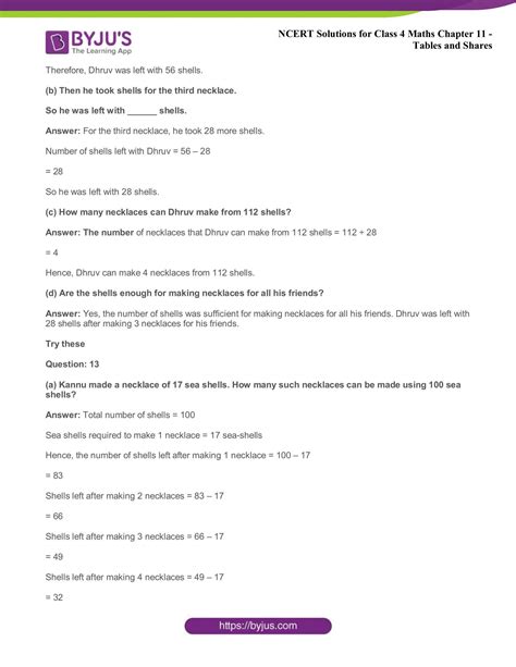 Ncert Solutions Class 4 Maths Chapter 11 Tables And Shares Get Free Pdfs