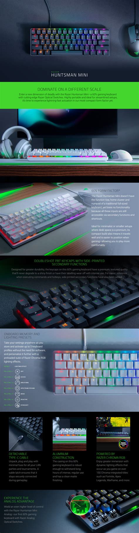 Razer Huntsman Mini Mercury Edition 60 Optical Gaming Keyboard