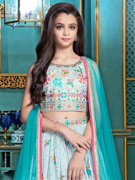 Wedding Wear Sky Blue Georgette Lehenga Choli G Gcs G Fashion