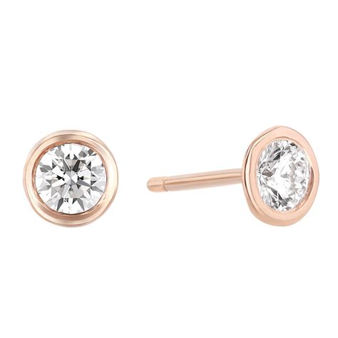 Diamond Bezel Set Stud Earrings In Rose Gold 36 Cttw GH SI Borsheims