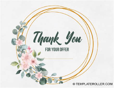 Thank You Card Template - Flowers Download Printable PDF | Templateroller