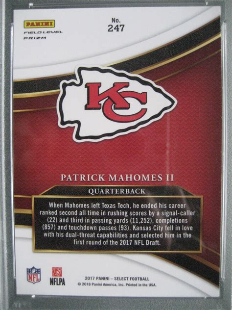 2017 Panini Select Field Level Silver Prizm 247 Patrick Mahomes II