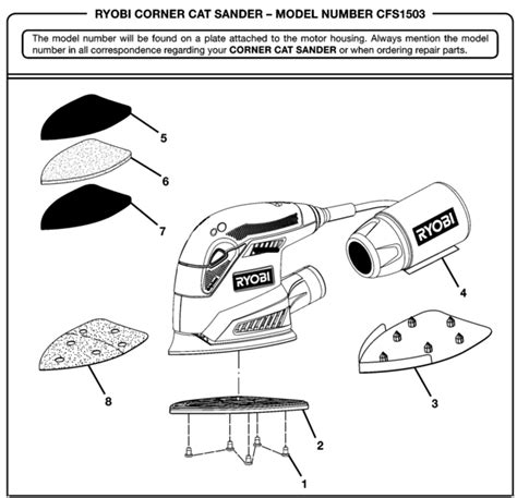 Ryobi CFS1503 Corner Cat Sander Parts and Accessories- PartsWarehouse