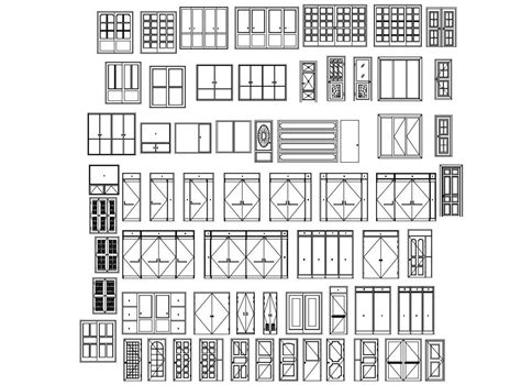 Various Dynamic Door And Window Autocad Blocks Elevation Drawing Free Download Cadbull