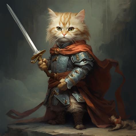 Premium AI Image | cat with sword on back