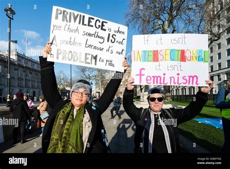 Demonstrators Gather On Whitehall Outside Downing Street To Take Part