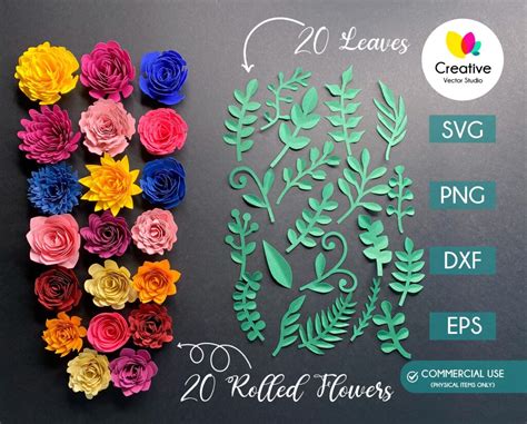 1008 Free Rolled Flower SVG Template Free SVG Cut Files