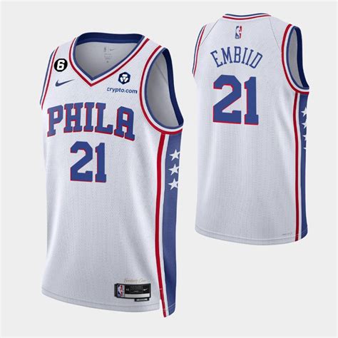 Philadelphia 76ers 21 Joel Embiid White Jersey 2022 23 Association