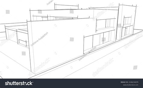 Abstract Architecture Line Sketch Vector Drawing Stock Vector (Royalty ...