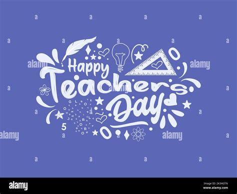 Happy Teachers Day Hand Lettering Vector Illustration Design With