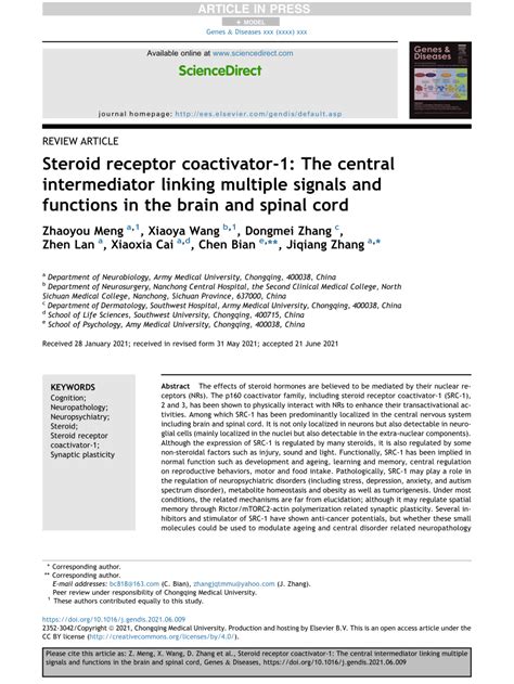 Pdf Steroid Receptor Coactivator 1 The Central Intermediator Linking