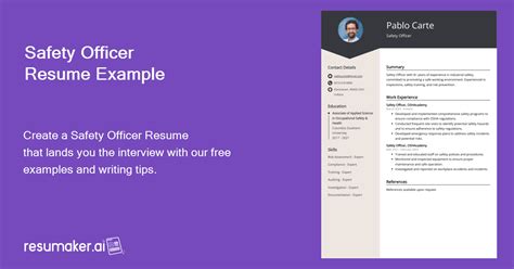 Safety Officer Resume Examples Template And 20 Tips