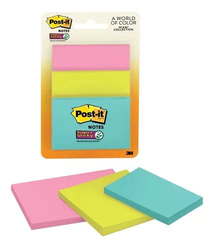 3m Post It Notas Adhesivas Super Sticky Miami Blister Mercadolibre