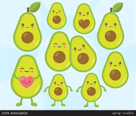 Cute Avocados Photoshop Graphics Creative Market