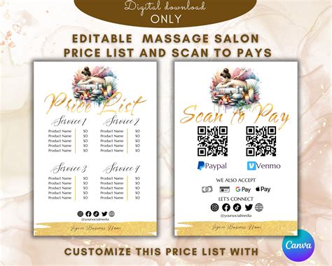 Massage Price List Template Elegant Spa Massage Price List Template