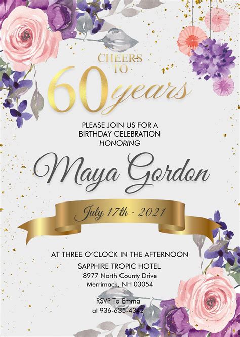 60Th Birthday Invitation Templates