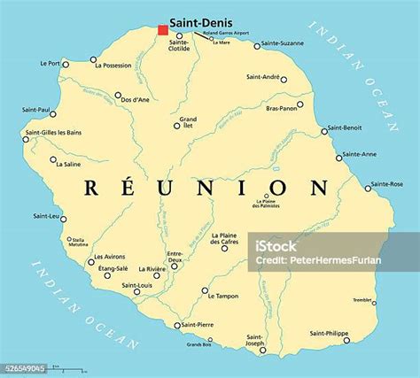 Reunion Political Map Vektorgrafik Och Fler Bilder På Réunion Réunion