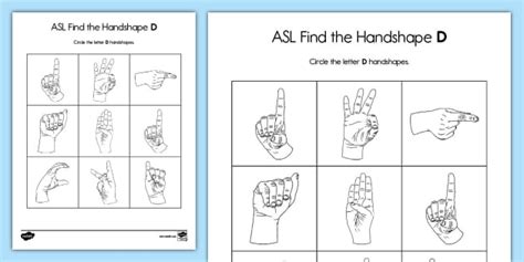 ASL Find the Handshape Letter D (teacher made) - Twinkl