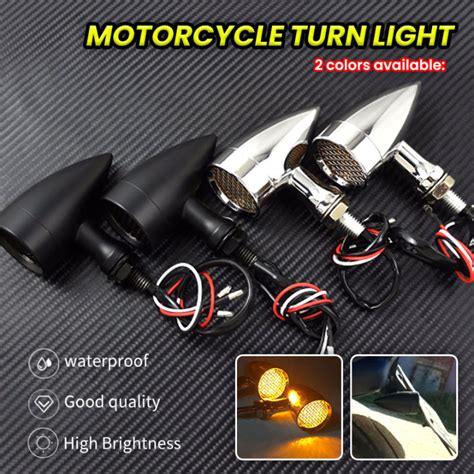 1pair Motorcycle Retro Bullet LED Turn Signal Lamp Brake Light Mesh