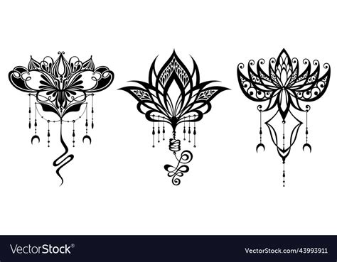 Lotus Tattoo Royalty Free Vector Image Vectorstock