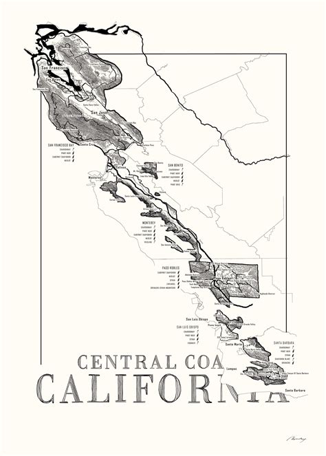 Wine Map of Central Coast California, Central Coast California Wine ...