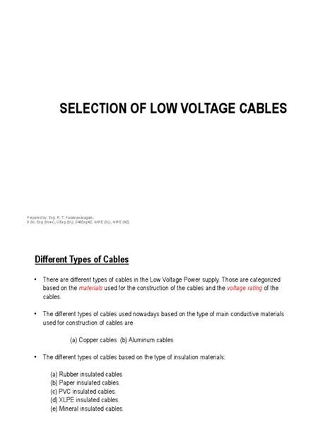 Selection of Low Voltage Cables | PDF | Electrical Wiring | Electrical ...