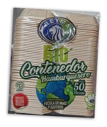 Contenedor Biodegradable Reyma Hamburguesero Con 500 Pzas Meses Sin