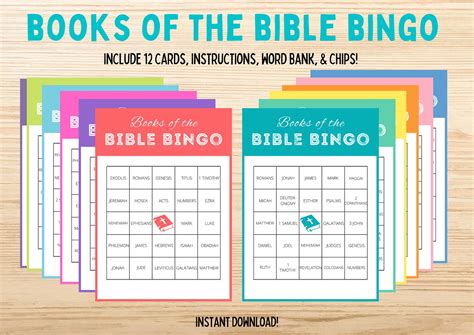 Bible Bingo Books Of The Bible Game Bible Memory Etsy