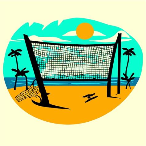 Premium Vector Hand Drawn Volleyball Beach Net Illustration