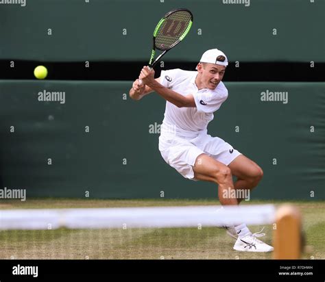 Australian player Alex De Minaur in action at Wimbledon,London, United ...